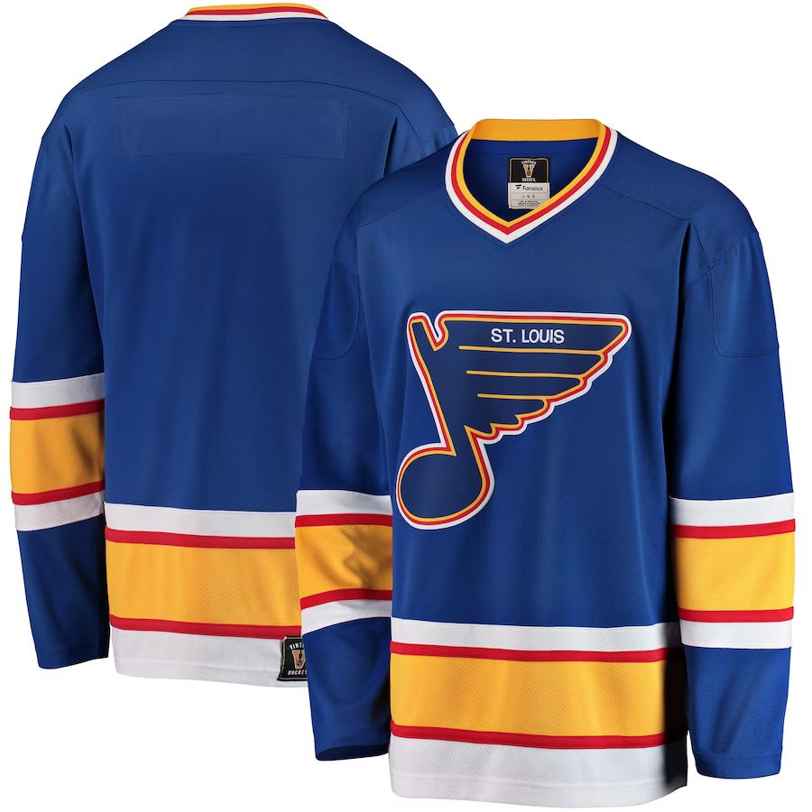 Men St. Louis Blues Fanatics Branded Blue Premier Breakaway Heritage Blank NHL Jersey->st.louis blues->NHL Jersey